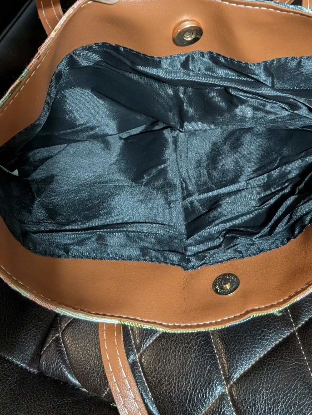 Floral Tapestry Tote with Brown Handles